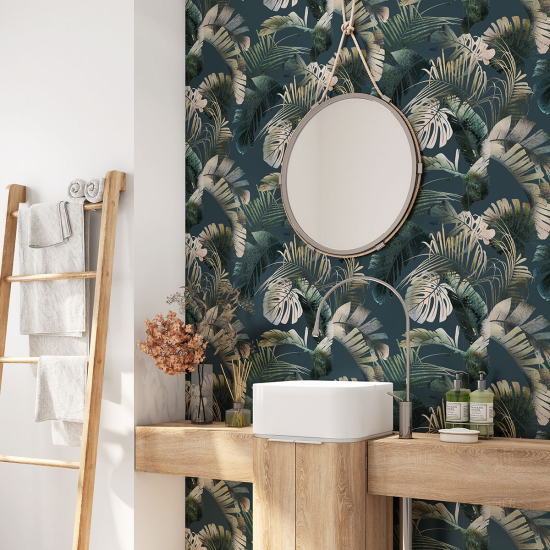 Vinilo Adhesivo para baño - Hojas Tropicales