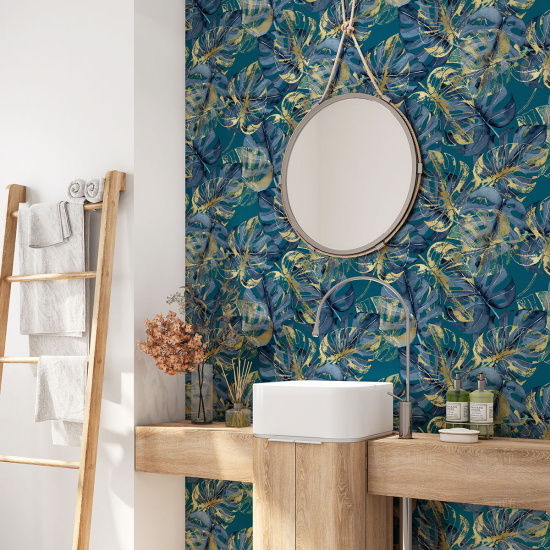 Vinilo Adhesivo para baño - Hojas Tropicales
