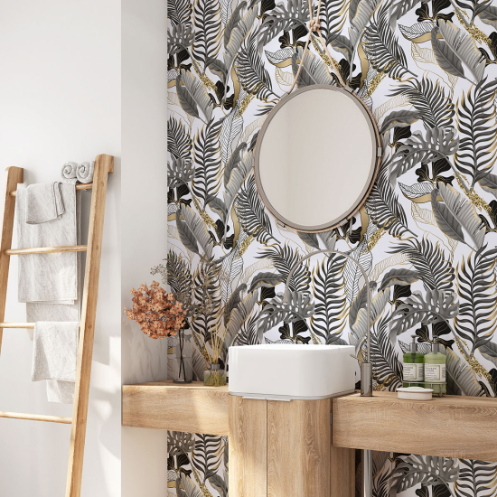 Vinilo Adhesivo para baño - Hojas Tropicales