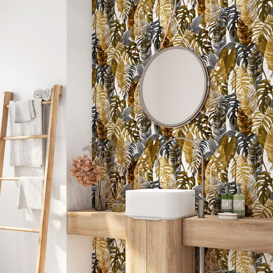 Vinilo Adhesivo para baño - Hojas Tropicales