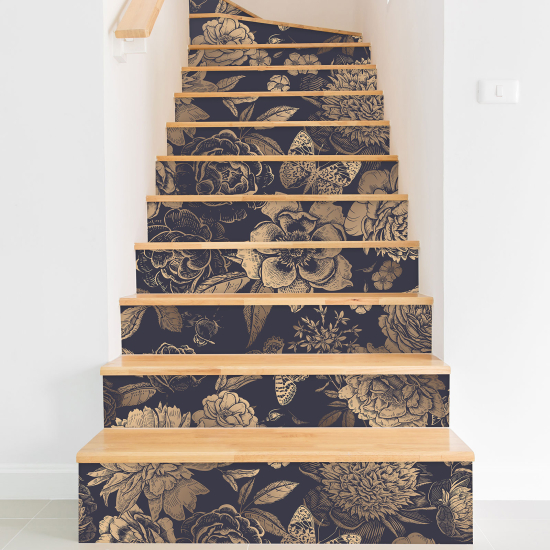Vinilo Adhesivo para escaleras - Flores Mariposas