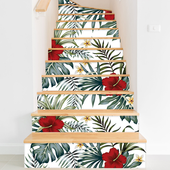 Vinilo Adhesivo para escaleras - Flores tropicales