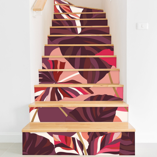 Vinilo Adhesivo para escaleras - Hojas coloreadas