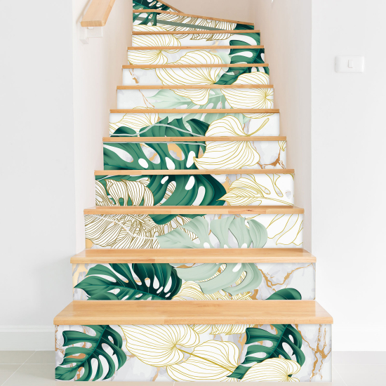 Vinilo Adhesivo para escaleras - Hojas tropicales