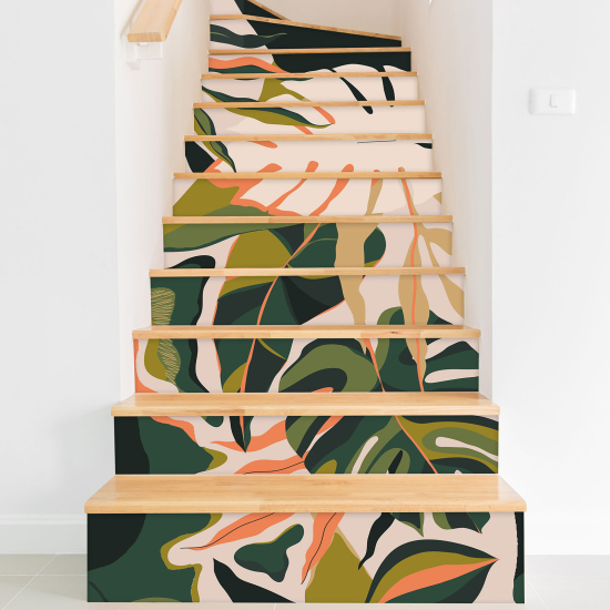 Vinilo Adhesivo para escaleras - Hojas tropicales