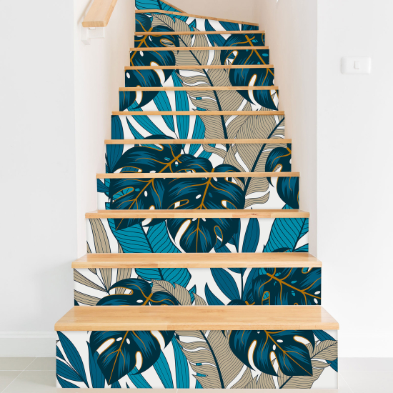 Vinilo Adhesivo para escaleras - Hojas tropicales