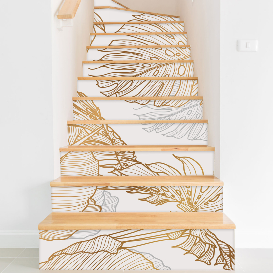 Vinilo Adhesivo para escaleras - Hojas tropicales