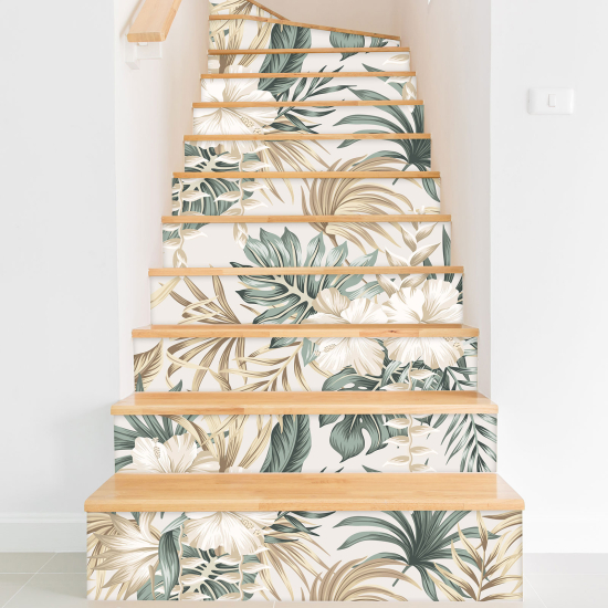 Vinilo Adhesivo para escaleras - Hojas tropicales