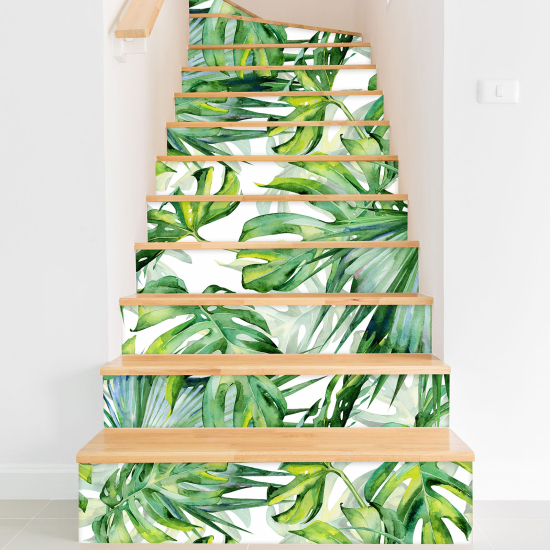 Vinilo Adhesivo para escaleras - Hojas tropicales