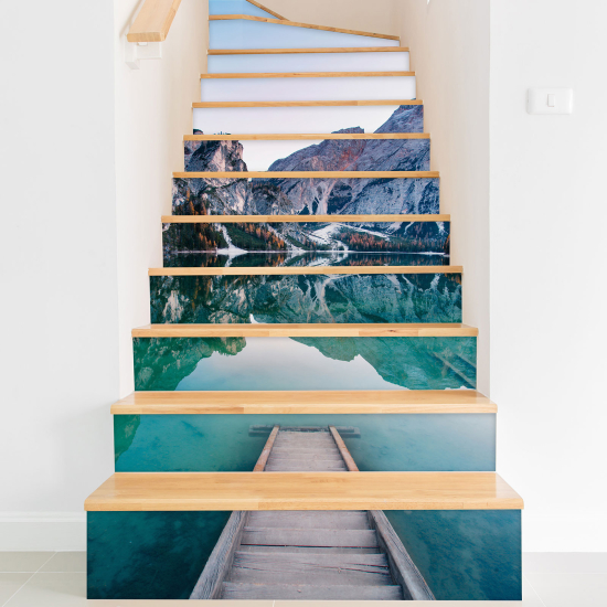 Vinilo Adhesivo para escaleras - Lago Montañas