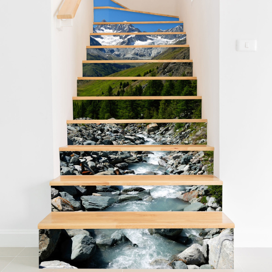 Vinilo Adhesivo para escaleras - Río montaña