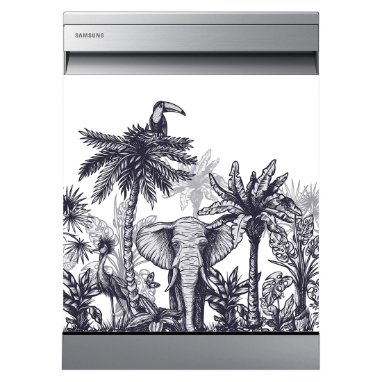 Vinilo Adhesivo para lavavajillas - Animales de la jungla