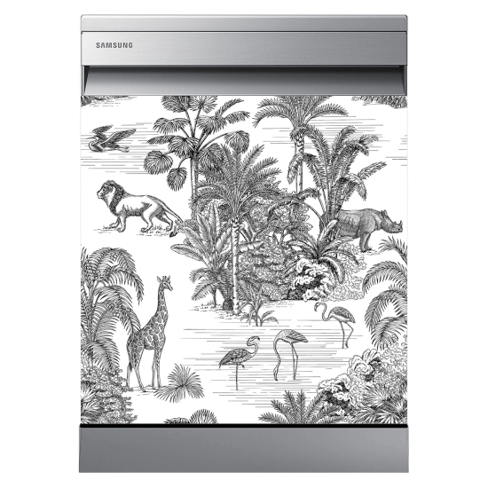 Vinilo Adhesivo para lavavajillas - Animales de la jungla