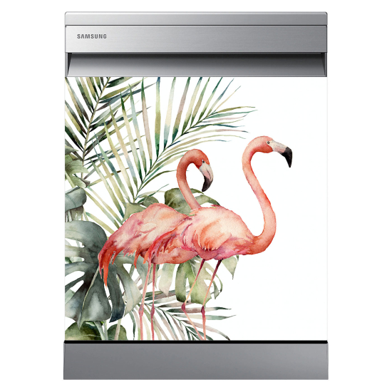 Vinilo Adhesivo para lavavajillas - Flamencos rosas