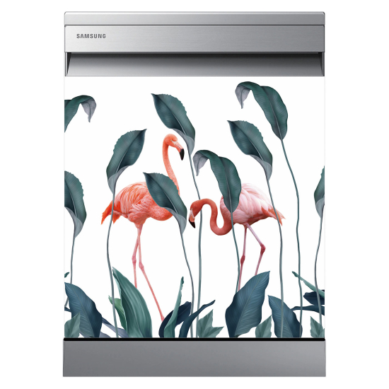Vinilo Adhesivo para lavavajillas - Flamencos rosas