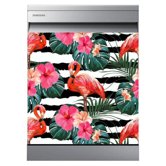 Vinilo Adhesivo para lavavajillas - Flamencos rosas