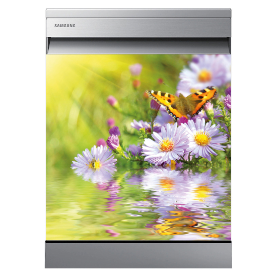 Vinilo Adhesivo para lavavajillas - Flores Mariposa