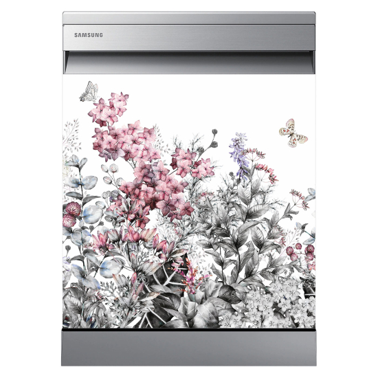 Vinilo Adhesivo para lavavajillas - Flores Mariposa