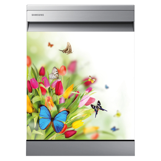 Vinilo Adhesivo para lavavajillas - Flores Mariposas