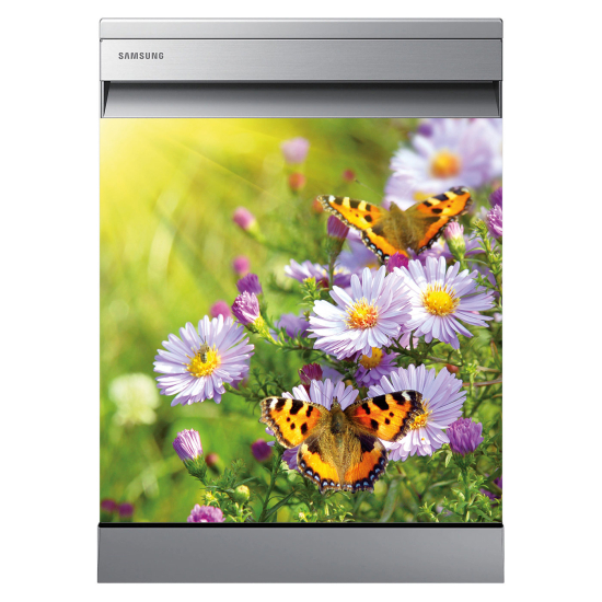 Vinilo Adhesivo para lavavajillas - Flores Mariposas