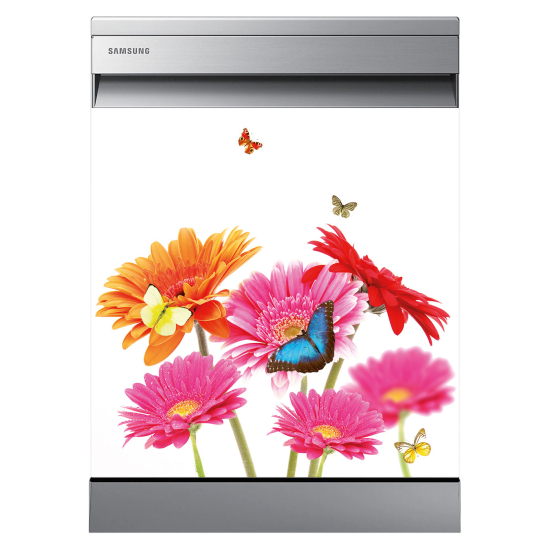 Vinilo Adhesivo para lavavajillas - Flores Mariposas