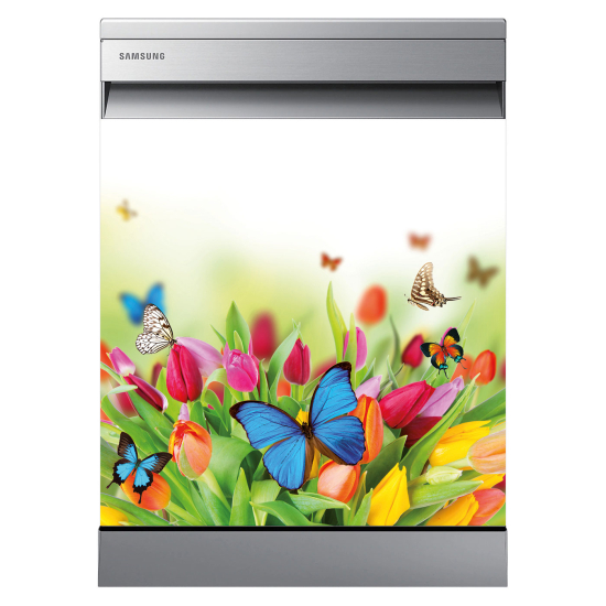 Vinilo Adhesivo para lavavajillas - Flores Mariposas