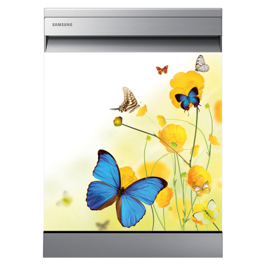 Vinilo Adhesivo para lavavajillas - Flores Mariposas