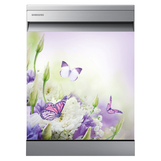Vinilo Adhesivo para lavavajillas - Flores Mariposas