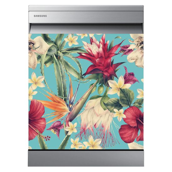 Vinilo Adhesivo para lavavajillas - Flores tropicales