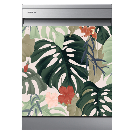 Vinilo Adhesivo para lavavajillas - Hojas tropicales