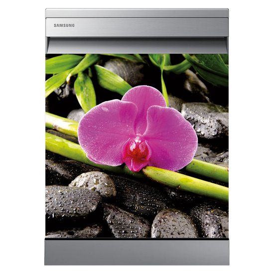 Vinilo Adhesivo para lavavajillas - Orquídea guijarros bambú zen