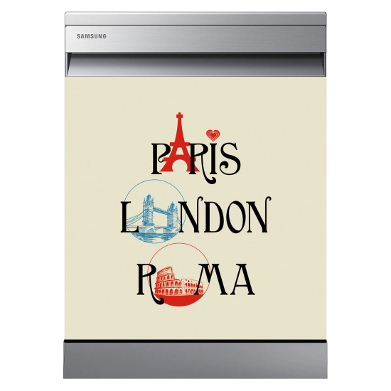 Vinilo Adhesivo para lavavajillas - París Londres Roma