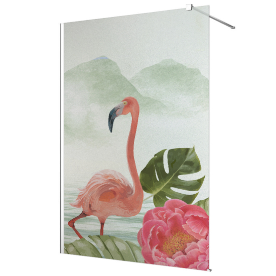 Vinilo Adhesivo para mampara de ducha esmerilado - Flamenco Rosa