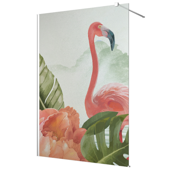 Vinilo Adhesivo para mampara de ducha esmerilado - Flamenco Rosa