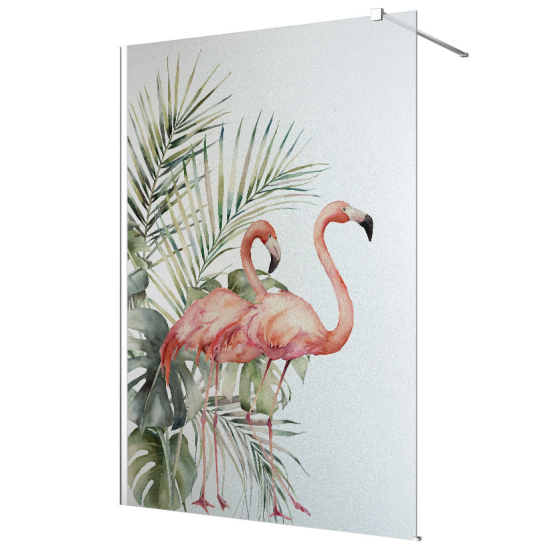 Vinilo Adhesivo para mampara de ducha esmerilado - Flamencos Rosados