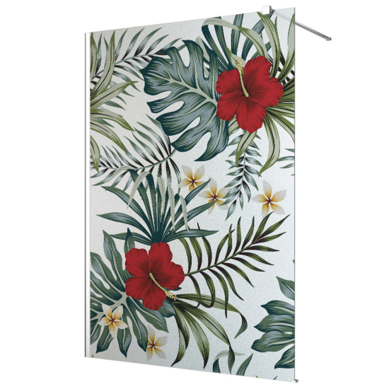 Vinilo Adhesivo para mampara de ducha esmerilado - Flores tropicales
