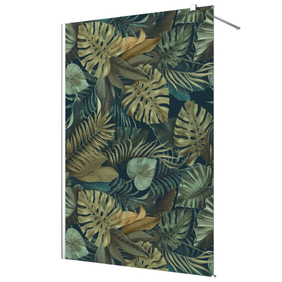 Vinilo Adhesivo para mampara de ducha esmerilado - Hojas Tropicales
