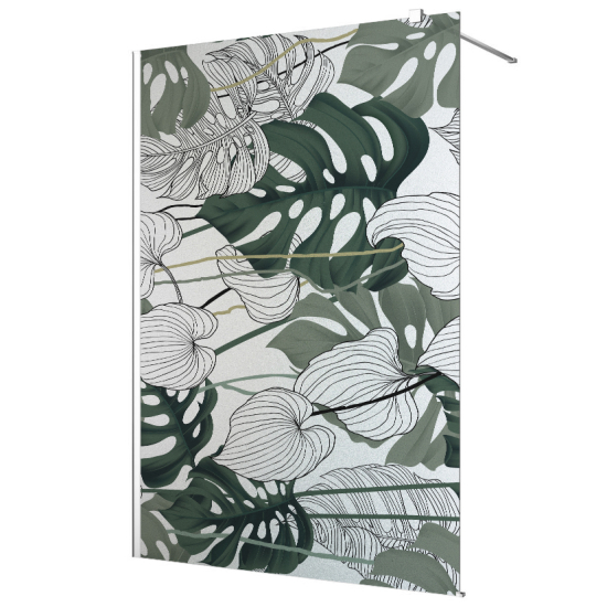Vinilo Adhesivo para mampara de ducha esmerilado - Hojas Tropicales
