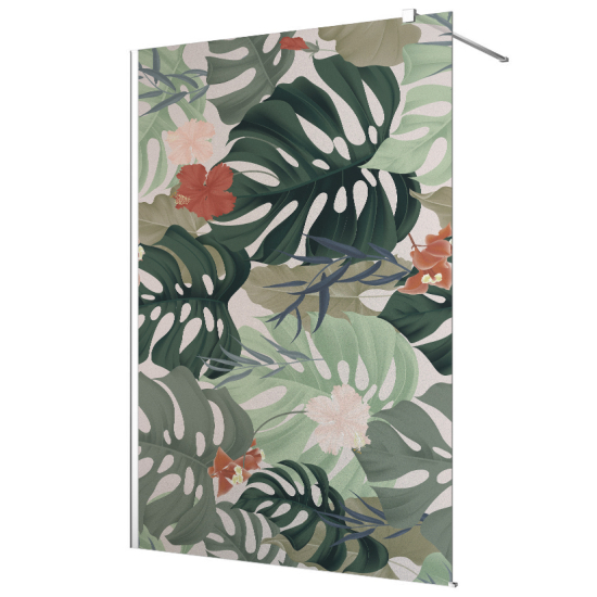 Vinilo Adhesivo para mampara de ducha esmerilado - Hojas Tropicales