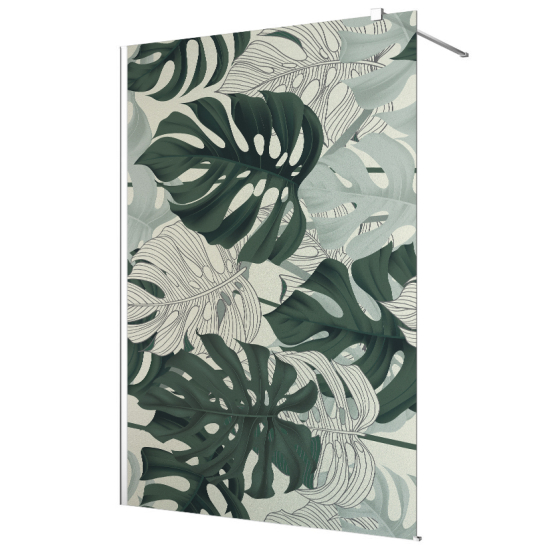 Vinilo Adhesivo para mampara de ducha esmerilado - Hojas Tropicales