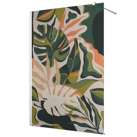 Vinilo Adhesivo para mampara de ducha esmerilado - Hojas Tropicales