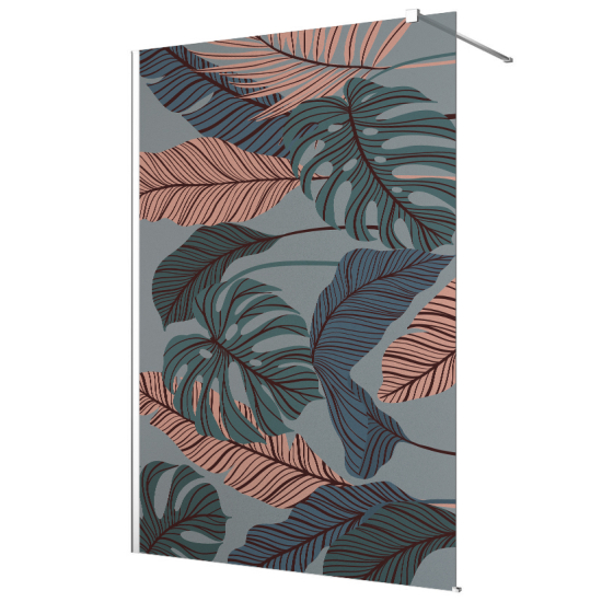 Vinilo Adhesivo para mampara de ducha esmerilado - Hojas Tropicales