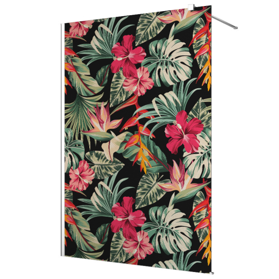 Vinilo Adhesivo para mampara de ducha esmerilado - Hojas Tropicales