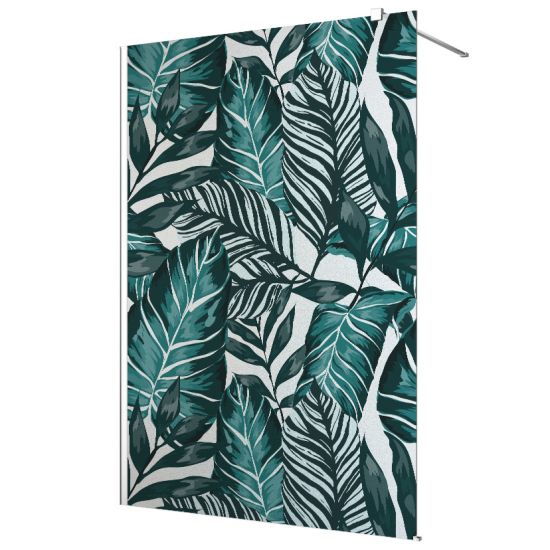 Vinilo Adhesivo para mampara de ducha esmerilado - Hojas Tropicales