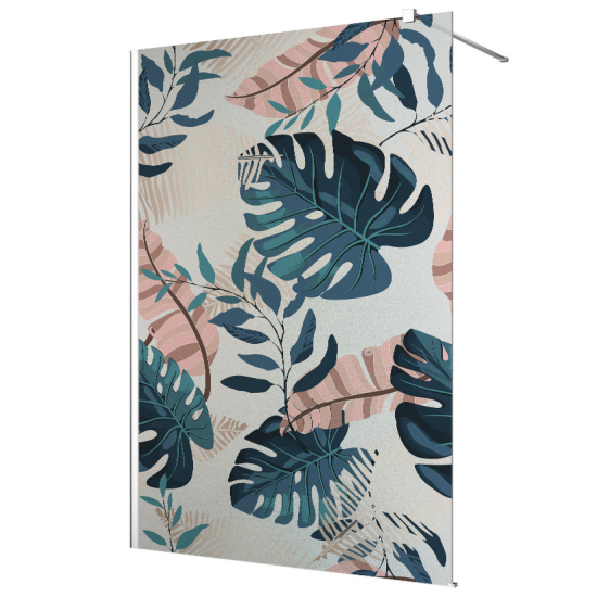 Vinilo Adhesivo para mampara de ducha esmerilado - Hojas Tropicales