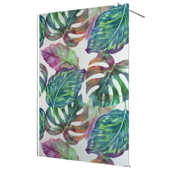 Vinilo Adhesivo para mampara de ducha esmerilado - Hojas Tropicales