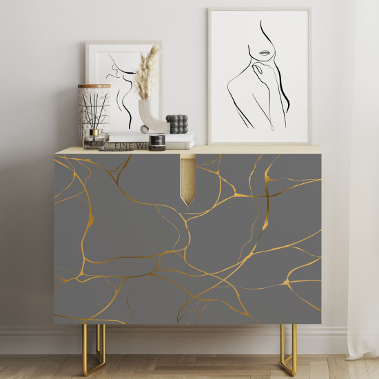 Vinilo Adhesivo para muebles - Diseño oro y gris