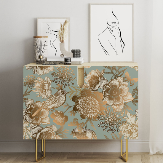Vinilo Adhesivo para muebles - Flores pájaro