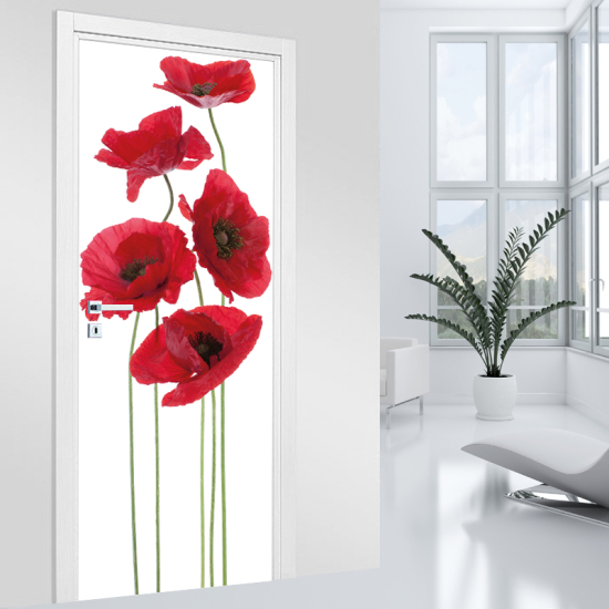 Vinilo Adhesivo para puerta - Amapolas