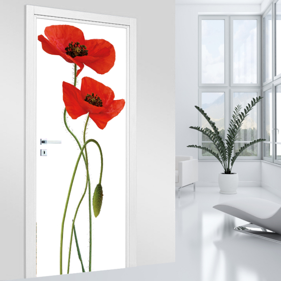 Vinilo Adhesivo para puerta - Amapolas